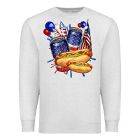 Oatmeal Heather hotdog with beers billie wilder Premium Sweatshirt - texasbilliewilder
