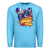 Ocean Blue hotdog with beers billie wilder Premium Sweatshirt - texasbilliewilder