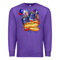 Purple hotdog with beers billie wilder Premium Sweatshirt - texasbilliewilder