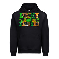 Black lucky and blessed with coins and shamrocks Urban Hoodie - AdoDesignShop