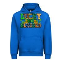 Cobalt lucky and blessed with coins and shamrocks Urban Hoodie - AdoDesignShop