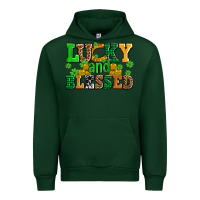 Forest Green lucky and blessed with coins and shamrocks Urban Hoodie - AdoDesignShop