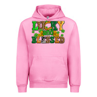 Fuchsia Pink lucky and blessed with coins and shamrocks Urban Hoodie - AdoDesignShop