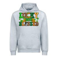 Heather Grey lucky and blessed with coins and shamrocks Urban Hoodie - AdoDesignShop
