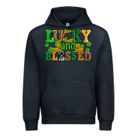 Navy lucky and blessed with coins and shamrocks Urban Hoodie - AdoDesignShop