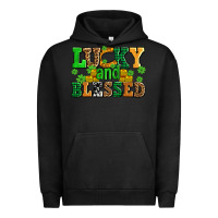 Pigment Black lucky and blessed with coins and shamrocks Urban Hoodie - AdoDesignShop