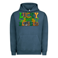 Pigment Midnight Navy lucky and blessed with coins and shamrocks Urban Hoodie - AdoDesignShop