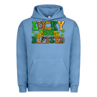 Pigment Pebble Blue lucky and blessed with coins and shamrocks Urban Hoodie - AdoDesignShop