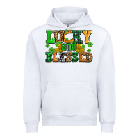 White lucky and blessed with coins and shamrocks Urban Hoodie - AdoDesignShop