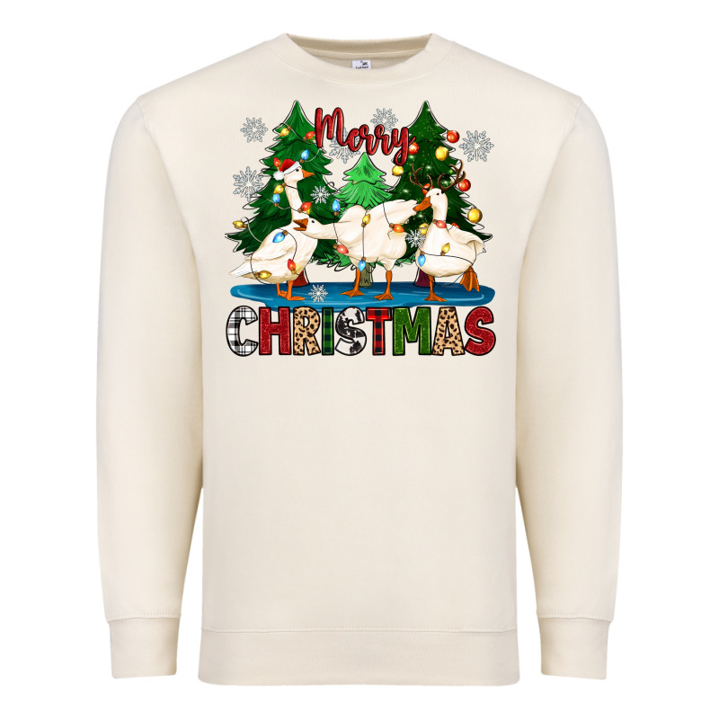 Merry Christmas Duck Premium Sweatshirt by Zillion Design Studio | Teevron