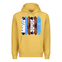 Antique Gold Western Farm Life Cowhide Wood Blue Glitter Brush Stroke Premium Hoodie - Bettercallsaul