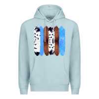 Blue Mist Western Farm Life Cowhide Wood Blue Glitter Brush Stroke Premium Hoodie - Bettercallsaul