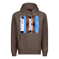 Coffee Western Farm Life Cowhide Wood Blue Glitter Brush Stroke Premium Hoodie - Bettercallsaul