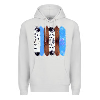 Dove Grey Western Farm Life Cowhide Wood Blue Glitter Brush Stroke Premium Hoodie - Bettercallsaul