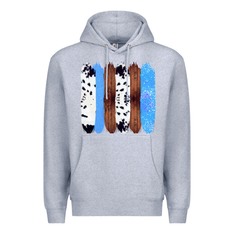Western Farm Life Cowhide Wood Blue Glitter Brush Stroke Premium Hoodie by Bettercallsaul | Teevron