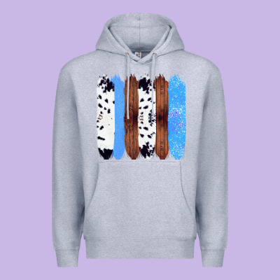 Western Farm Life Cowhide Wood Blue Glitter Brush Stroke Premium Hoodie Designed By Bettercallsaul