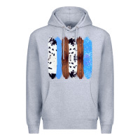 Heather Grey Western Farm Life Cowhide Wood Blue Glitter Brush Stroke Premium Hoodie - Bettercallsaul