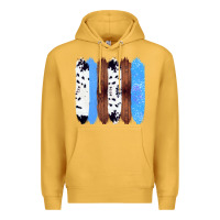 Mustard Western Farm Life Cowhide Wood Blue Glitter Brush Stroke Premium Hoodie - Bettercallsaul