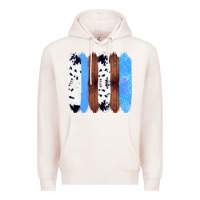 Pale Pink Western Farm Life Cowhide Wood Blue Glitter Brush Stroke Premium Hoodie - Bettercallsaul
