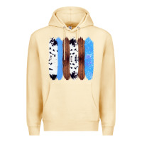 Pina Colada Western Farm Life Cowhide Wood Blue Glitter Brush Stroke Premium Hoodie - Bettercallsaul