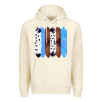 Sandshell Western Farm Life Cowhide Wood Blue Glitter Brush Stroke Premium Hoodie - Bettercallsaul