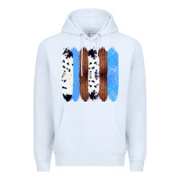 White Western Farm Life Cowhide Wood Blue Glitter Brush Stroke Premium Hoodie - Bettercallsaul