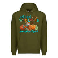 Army Green just a girl who loves pumpkin spice Premium Hoodie - AdoDesignShop