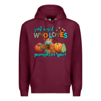 Burgundy just a girl who loves pumpkin spice Premium Hoodie - AdoDesignShop