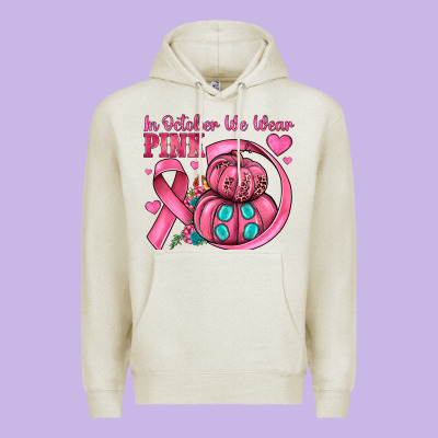 In October We Wear Pink Premium Hoodie Designed By Jahusdesignshop