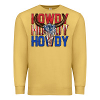 Antique Gold howdy howdy howdy 4th of july bull skull billie wi Premium Sweatshirt - texasbilliewilder