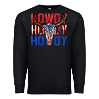 Black howdy howdy howdy 4th of july bull skull billie wi Premium Sweatshirt - texasbilliewilder