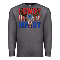 Charcoal Heather howdy howdy howdy 4th of july bull skull billie wi Premium Sweatshirt - texasbilliewilder