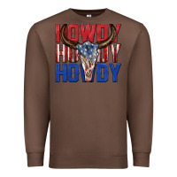 Chestnut howdy howdy howdy 4th of july bull skull billie wi Premium Sweatshirt - texasbilliewilder