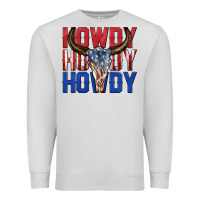 Dove Grey howdy howdy howdy 4th of july bull skull billie wi Premium Sweatshirt - texasbilliewilder