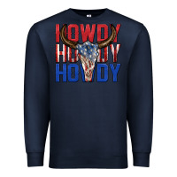 Navy howdy howdy howdy 4th of july bull skull billie wi Premium Sweatshirt - texasbilliewilder