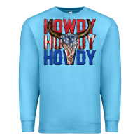 Ocean Blue howdy howdy howdy 4th of july bull skull billie wi Premium Sweatshirt - texasbilliewilder