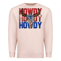 Pale Pink howdy howdy howdy 4th of july bull skull billie wi Premium Sweatshirt - texasbilliewilder