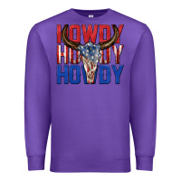 Purple howdy howdy howdy 4th of july bull skull billie wi Premium Sweatshirt - texasbilliewilder