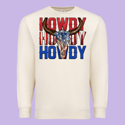 Premium Sweatshirt howdy howdy howdy 4th of july bull skull billie wi