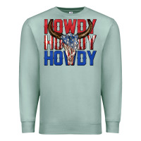 Seafoam howdy howdy howdy 4th of july bull skull billie wi Premium Sweatshirt - texasbilliewilder