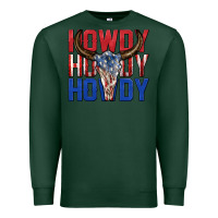 Sports Green howdy howdy howdy 4th of july bull skull billie wi Premium Sweatshirt - texasbilliewilder