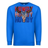 True Royal howdy howdy howdy 4th of july bull skull billie wi Premium Sweatshirt - texasbilliewilder