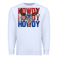 White howdy howdy howdy 4th of july bull skull billie wi Premium Sweatshirt - texasbilliewilder
