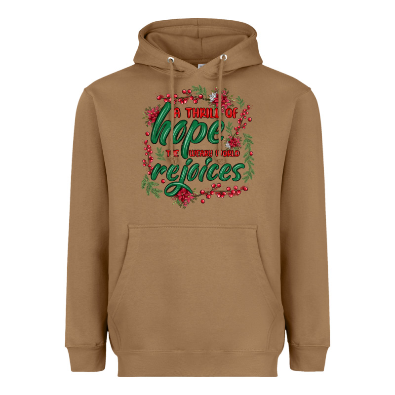 A Thrill Of Hope The Weary World Rejoices Heavyweight Hoodie by MaliasSmallBusiness | Teevron