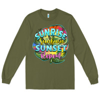 Army Green sunrise sunburn sunset repeat Long Sleeve Tee - BarkalooDesign