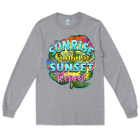 Heather Grey sunrise sunburn sunset repeat Long Sleeve Tee - BarkalooDesign