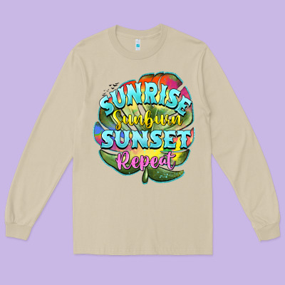Sunrise Sunburn Sunset Repeat Long Sleeve Tee Designed By Barkaloodesign