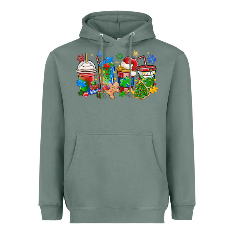 Autism Awareness Christmas Coffee Heavyweight Hoodie by MaliasSmallBusiness | Teevron