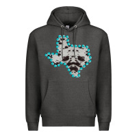 Charcoal Heather Texas Map Cowhide Turquoise Gemstone Premium Hoodie - Bettercallsaul