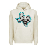 Oatmeal Heather Texas Map Cowhide Turquoise Gemstone Premium Hoodie - Bettercallsaul
